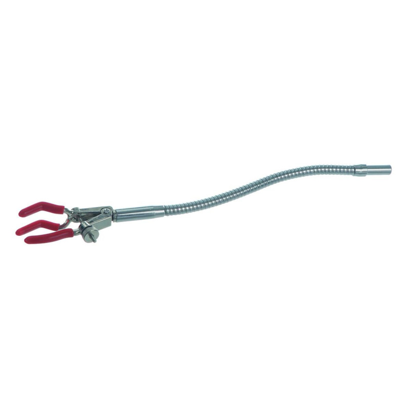 PINCE POUR STATIF A TIGE FLEXIBLE 8 x 220 mm, PINCE 3 DOIGTS REVETUS PVC, PLAGE DE SERRAGE 0 - 30 mm
