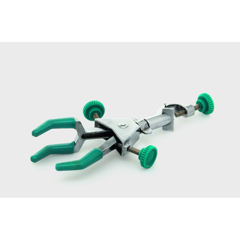 PINCE POUR STATIF EN ACIER CHROME, 3 DOIGTS, PLAGE DE SERRAGE 0 - 70 mm