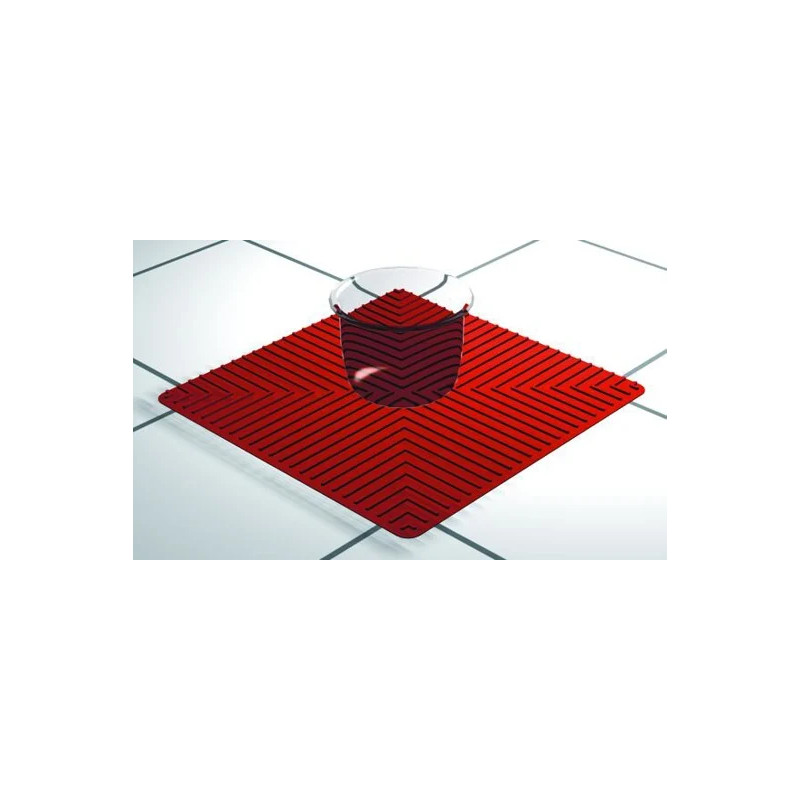 TAPIS ANTIDERAPANT EN SILICONE COULEUR ROUGE 250 x 250 mm