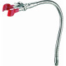 PINCE POUR STATIF EN ZINC, MACHOIRES RONDES REVETUES VINYL ROUGE, TIGE FLEXIBLE AVEC EMOUT FILETAGE 