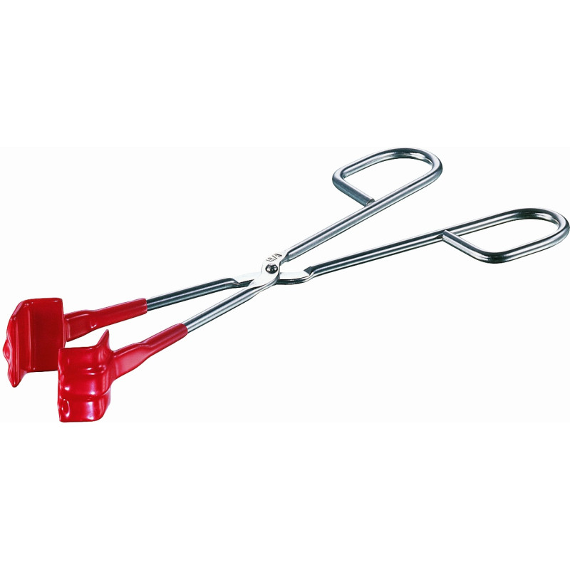 PINCE EN INOX POUR BALLON, MACHOIRES AVEC REVETEMENT VINYL ROUGE