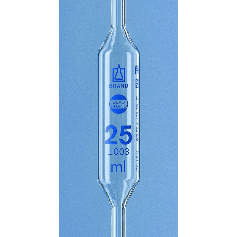 PIPETTE JAUGEE EN VERRE CLASSE AS BLAUBRAND® 1 TRAIT BLEU 4 ml