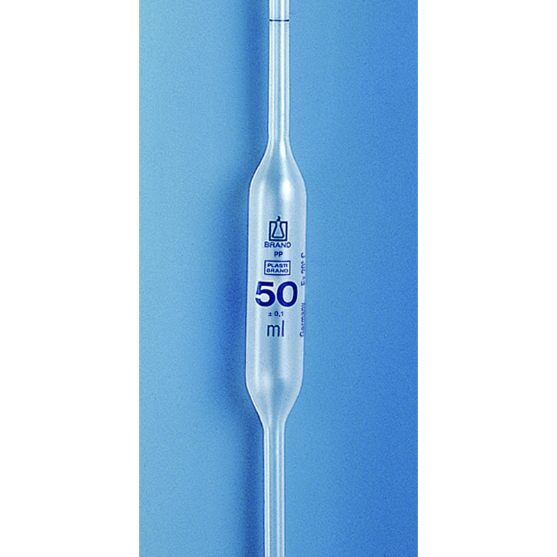 PIPETTE JAUGEE EN POLYPROPYLENE TRANSLUCIDE PLASTIBRAND 1 TRAIT BLEU