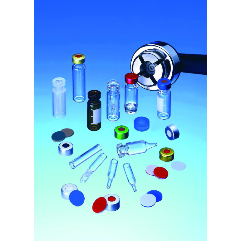 CAPSULE EN ALUMINIUM A SERTIR DN11 AVEC SEPTUM EN SILICONE BLANC/PTFE BLEU AVEC FENTE PAR 1000