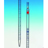 PIPETTE GRADUEE EN VERRE CLASSE AS HIRSCHMANN, TYPE 3 ECOULEMENT TOTALE ZERO EN HAUT, GRADUATIONS BLEUES, 25 ML / DIV. 0,1 ml