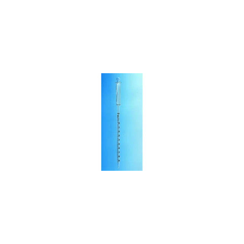 PIPETTE GRADUEE EN VERRE AVEC PISTON INCORPORE, CLASSE A, GRADUATIONS BRUNES, 5 ml / DIVISION 0,05 ml