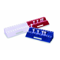 PORTOIR EN POLYPROPYLENE BLEU POUR MICROTUBES 1,5/2 ml 2 x 10 EMPLACEMENTS, EMBOITABLE
