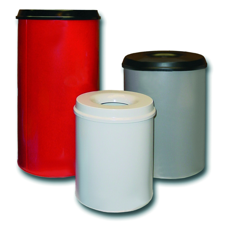 POUBELLE DE SECURITE SECURIFLAMM CORPS ROUGE / COUVERCLE NOIR PERLE 110 LITRES