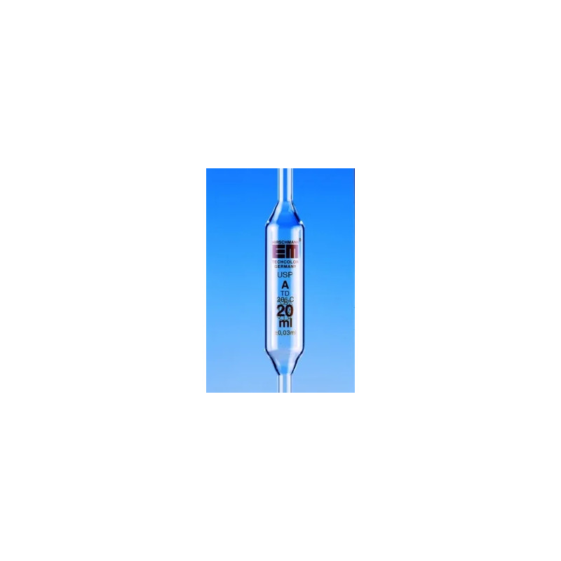 PIPETTE JAUGEE VERRE HIRSCHMANN CLASSE AS 1 TRAIT GRADUATIONS BLEUES 2,5 ML