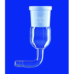 RACCORD EN VERRE DURAN COUDE SANS ROBINET A OLIVE ET A RODAGE FEMELLE 14/23
