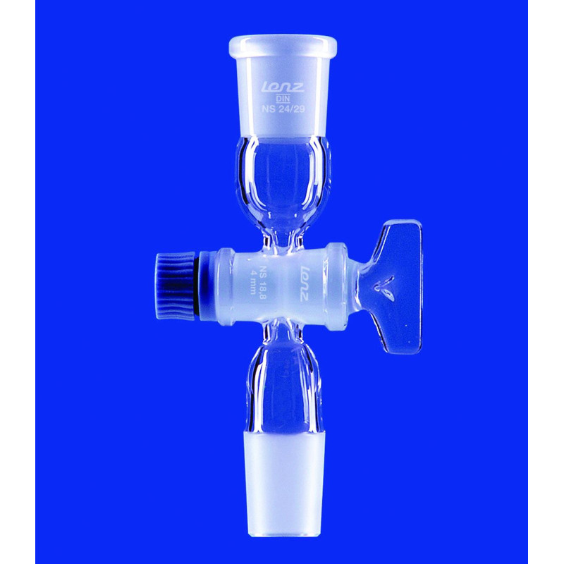 RACCORD EN VERRE DURAN A RODAGES MALE ET FEMELLE AVEC ROBINET