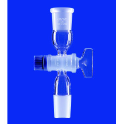 RACCORD EN VERRE DURAN A 2 RODAGES MALE ET FEMELLE 14/23 AVEC ROBINET
