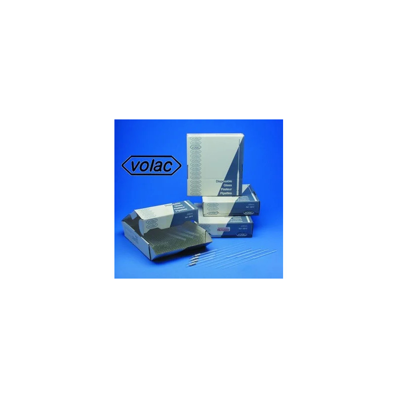 PIPETTE PASTEUR DE PRECISION EN VERRE NON STERILE, COTONNEE, LONGUEUR 230 mm PAR 1000