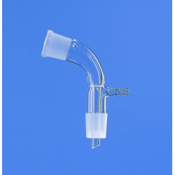ALLONGE DE DISTILLATION COUDEE EN VERRE DURAN, A RODAGES ET OLIVE 