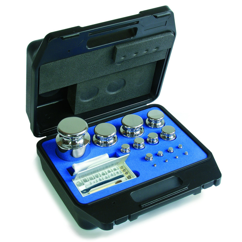 SERIE DE POIDS 1G - 200 G CLASSE E2 ACIER INOX VALISE BOIS OU PLASTIQUE