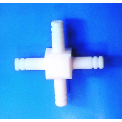 RACCORD CANNELE 4 VOIES EN CROIX EN PTFE POUR TUYAU DIAMETRE 9 mm