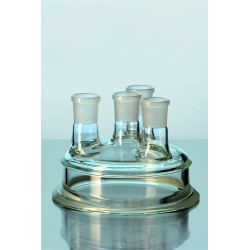 COUVERCLE EN VERRE DURAN A BRIDE PLAN DN 100 AVEC 4 COLS ( 1 x CENTRAL 29/32; 3 x INCLINES 29/32)