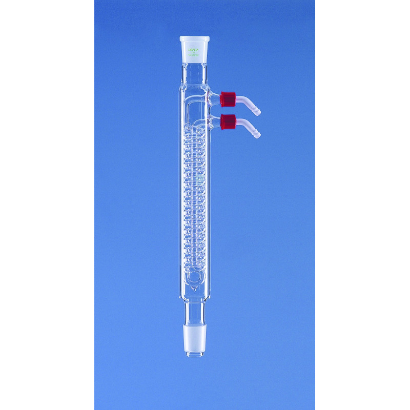 REFRIGERANT DIMROTH EN VERRE DURAN A RODAGE 19/26 RACCORD GL 14 LONGUEUR UTILE 250 mm