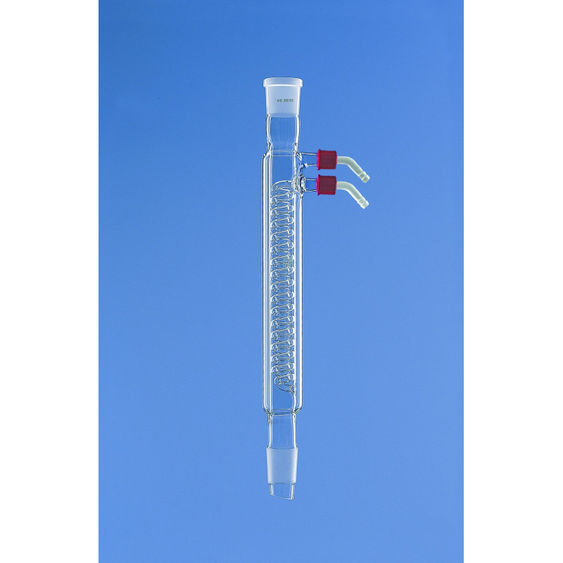 REFRIGERANT A SERPENTIN EN VERRE DURAN A DOUBLE ENVELOPPE A RODAGE, RACCORD A VIS GL14