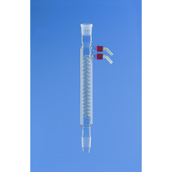 REFRIGERANT A SERPENTIN EN VERRE DURAN A DOUBLE ENVELOPPE A RODAGE 14/23 RACCORD GL 14 LONGUEUR UTILE 160 mm