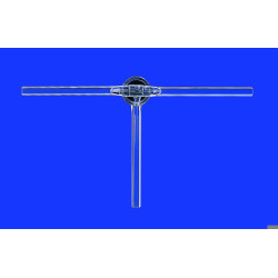 ROBINET EN VERRE BOROSILICATE A 3 VOIES AVEC CLE EN VERRE RODAGE 18,8 DIAMETRE INTERNE 2,5 MM