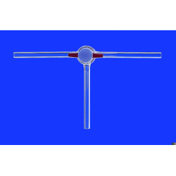 ROBINET EN VERRE BOROSILICATE A 3 VOIES AVEC CLE EN PTFE RODAGE 29,2 DIAMETRE INTERNE 6,0 MM