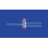 ROBINET EN VERRE BOROSILICATE 2 VOIES DROITE, CLE EN PTFE