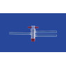 ROBINET EN VERRE BOROSILICATE A 2 VOIES AVEC CLE EN PTFE RODAGE 14,5 DIAMETRE INTERNE 2,5 MM