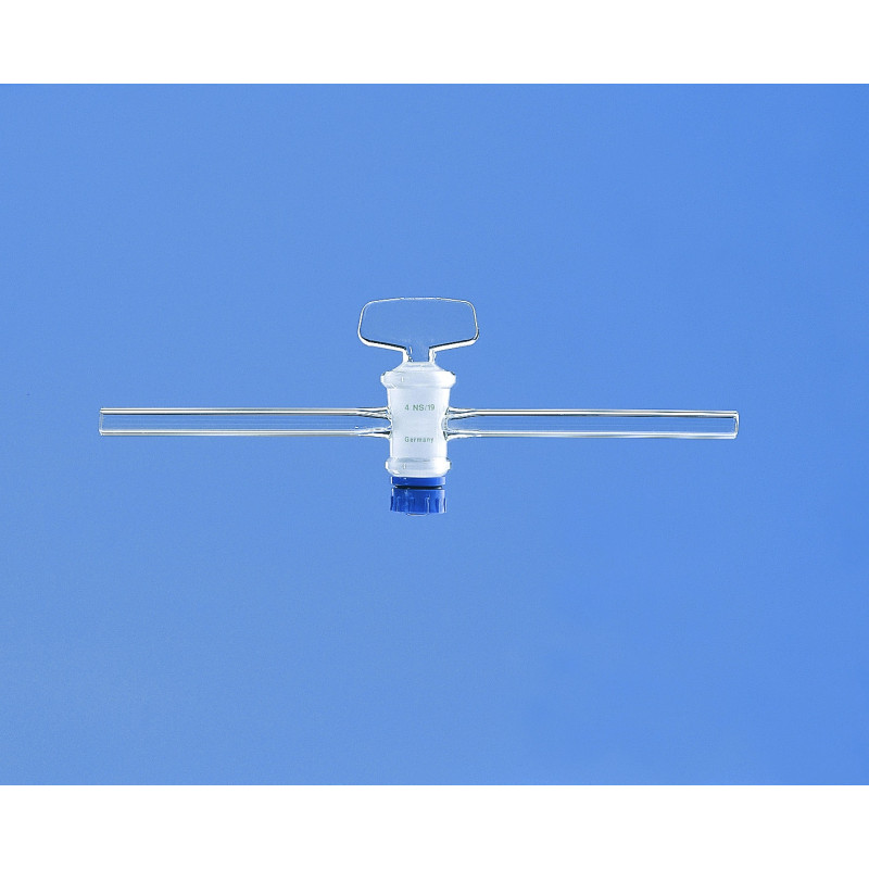ROBINET EN VERRE DURAN UNE VOIE DROIT AVEC CLE EN VERRE MASSIF RODAGE 24 DIAMETRE INTERNE 8,0 MM