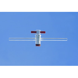 ROBINET EN VERRE DURAN UNE VOIE DROIT AVEC CLE EN PTFE RODAGE 21,5 DIAMETRE INTERNE 6,0 MM