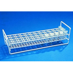 PORTOIR POUR TUBES FIL DE FER REVETU NYLON BLANC 4 X 12 EMPLACEMENTS POUR MICROTUBES