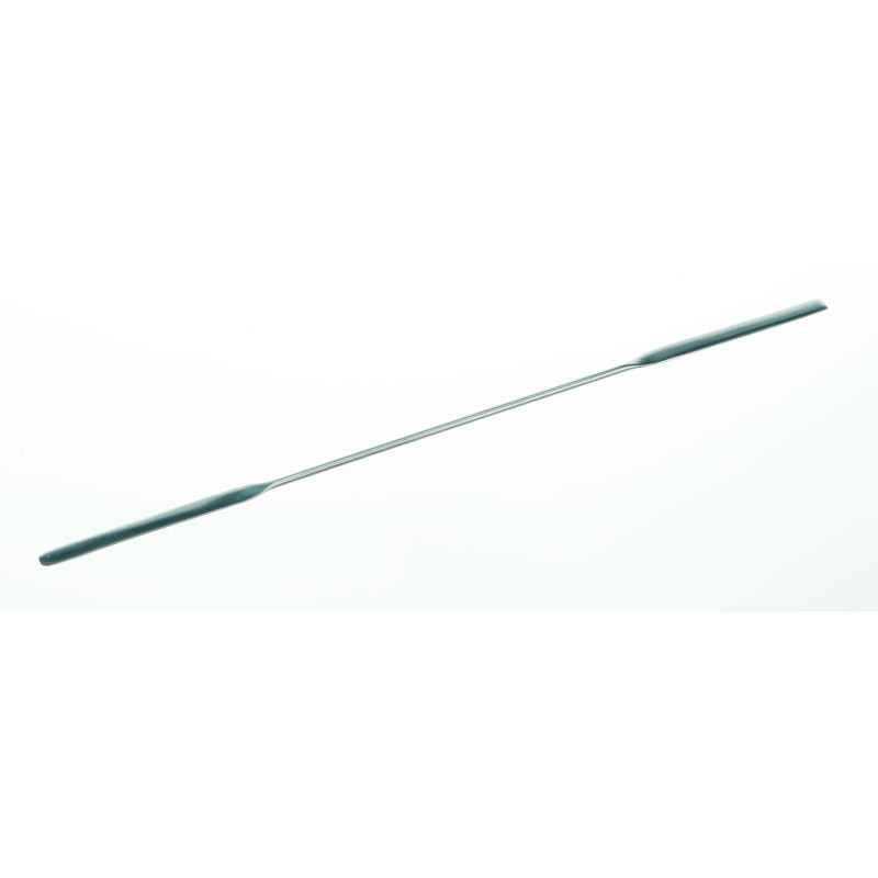 MICRO-SPATULE DOUBLE EN INOX EMBOUTS PLATS, 55 x 5 mm, LONGUEUR 210 mm