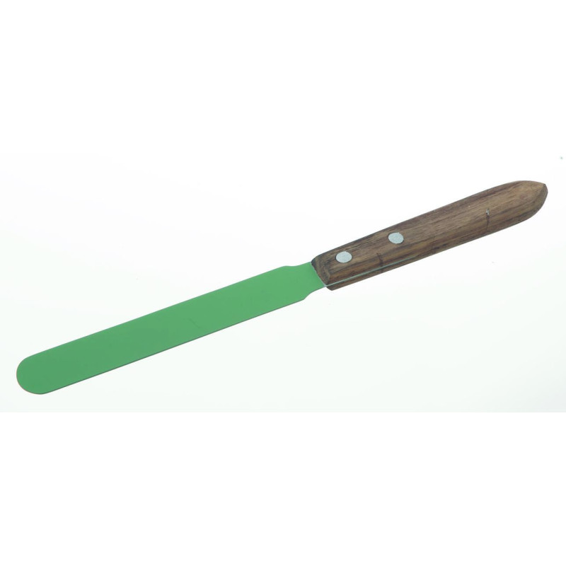 SPATULE EN INOX AVEC MANCHE EN BOIS, LONGUEUR TOTALE 230 mm, AVEC REVETEMENT PTFE