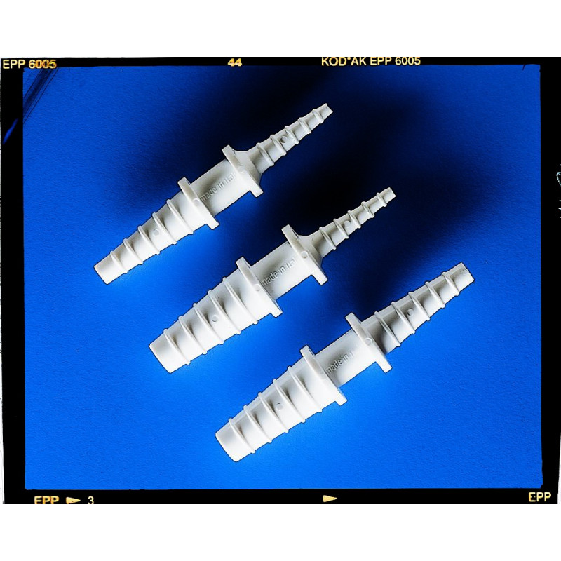 RACCORD CANNELE REDUCTEUR EN POLYPROPYLENE POUR TUYAU DIAMETRE 7 - 11 / 11 -15 mm, LONGUEUR 90 mm