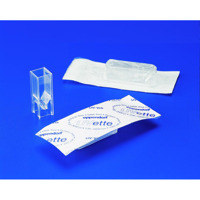 CUVE A USAGE UNIQUE UVETTE EPPENDORF, EMBALLAGE INDIVIDUEL POUR BIOPHOTOMETER PAR 80