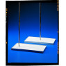 SUPPORT STATIF EN POLYPROPYLENE 150 X 300 mm, AVEC TROU EXENTRE ET TIGE 12 X 250 mm