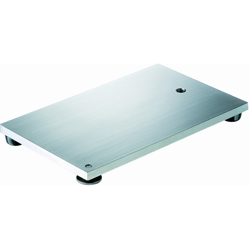 SUPPORT POUR STATIF EN ACIER INOX, FORME RECTANGULAIRE PIEDS REGLABLE FILETAGE M10, SANS TIGE