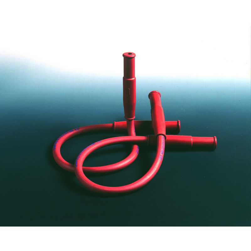 TUYAU SOUPLE DE SECURITE EN CAOUTCHOUC ROUGE RENFORCE POUR BRULEUR A GAZ AVEC MANCHONS