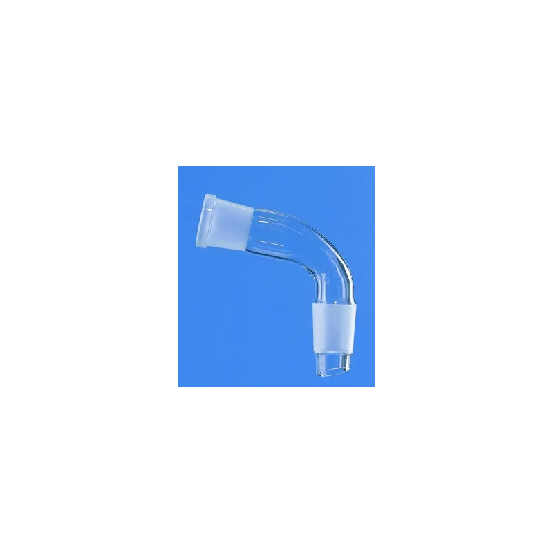RACCORD DE DISTILLATION EN VERRE DURAN COUDE SANS PRISE DE VIDE A 2 RODAGES MALE ET FEMELLE 29/32