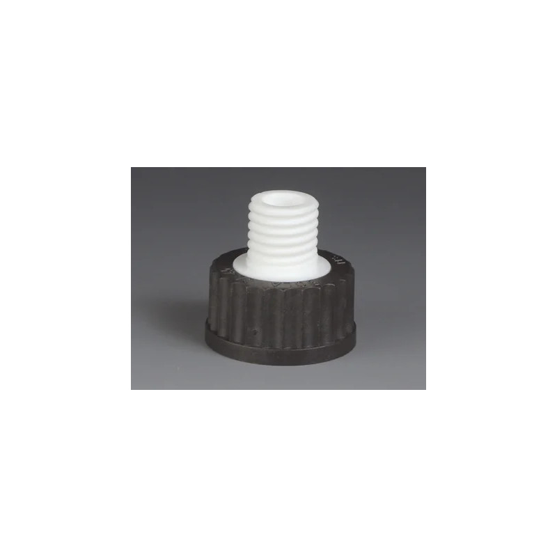 BOUCHON EN PTFE/PPS NOIR AVEC RACCORD DE REDUCTION GL45( F)/ GL18 (M)
