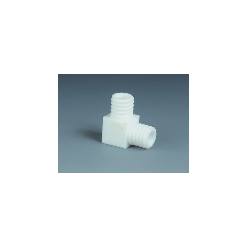RACCORD A VIS COUDE EN PTFE GL18 DIAMETRE INT. 10,5 mm