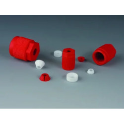 CONNECTEUR EN PTFE/ETFE ROUGE POUR RACCORD A VIS GL14 POUR TUYAU DIAMETRE EXT. 3,2 mm