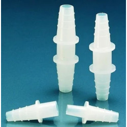 RACCORD CANNELE DROIT, 2 PIECES EMBOITABLES EN POLYETHYLENE POUR TUYAU DIAMETRE INT. 5 - 7 mm LONGUEUR 65 mm