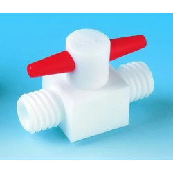 ROBINET DROIT 2 VOIES EN PTFE AVEC RACCORD A VIS GL14