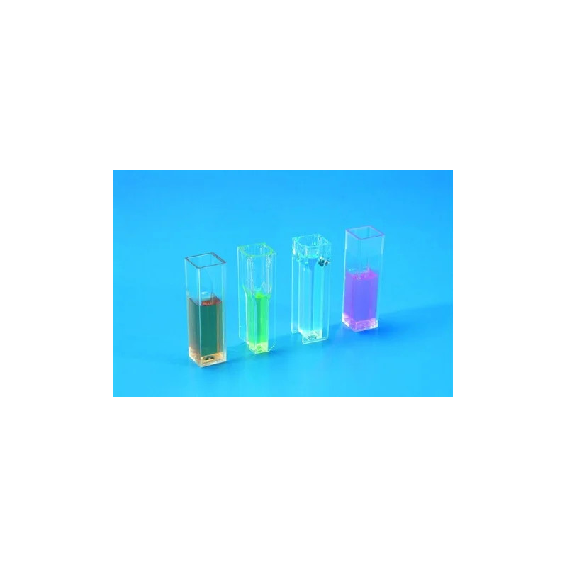 CUVE SEMI-MICRO EN PMMA A USAGE UNIQUE POUR SPECTROPHOTOMETRE, FORME HAUTE 2,5 ml TRAJET OPTIQUE 10 PAR 100