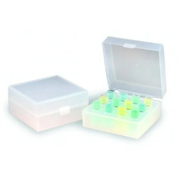 BOITE EN POLYPROPYLENE AUTOCLAVABLE AVEC COUVERCLE A CHARNIERE POUR 12 CUVES SPECTRO 10 mm