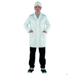 BLOUSE DE LABORATOIRE MANCHES LONGUES, MODELE HOMME 65% POLYESTER / 35% COTON BLANCHE TAILLE 54