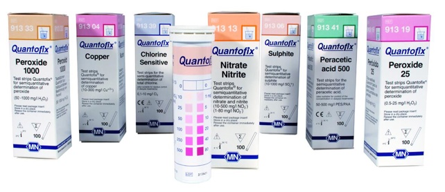 BANDELETTE TEST SEMI-QUANTITATIVE QUANTOFIX ACIDE PERACETIQUE 500, 0 - 500 mg/l PAR 100